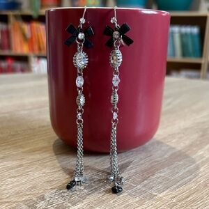 Betsey Johnson Long Dangle Silver Earrings (Vintage/Rare)